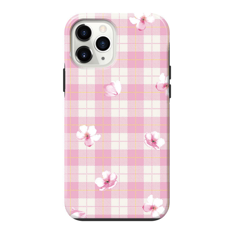 Pink plaid flower (タフ耐衝撃ケース)