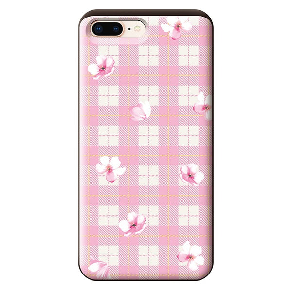 Pink plaid flower (カード収納付 耐衝撃ケース)