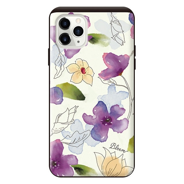 Ladylike flower purple (カード収納付 耐衝撃ケース)
