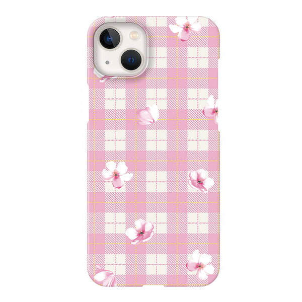 Pink plaid flower (ハード型スマホケース)