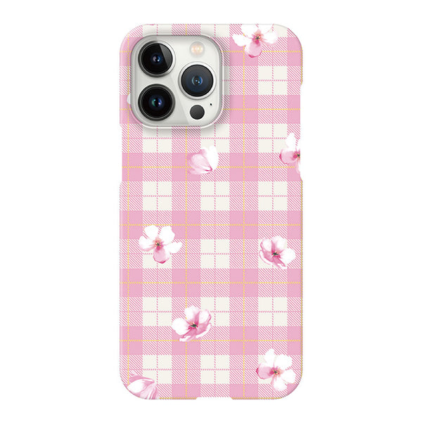 Pink plaid flower (ハード型スマホケース)