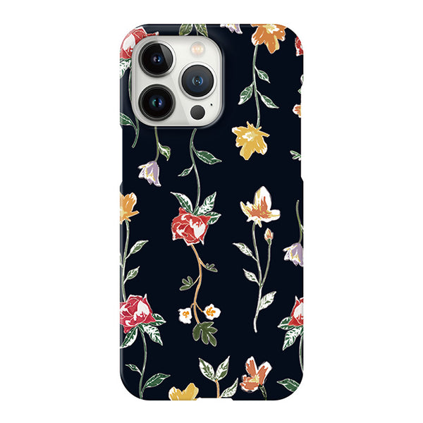 Retro flowers_Navy (ハード型スマホケース)