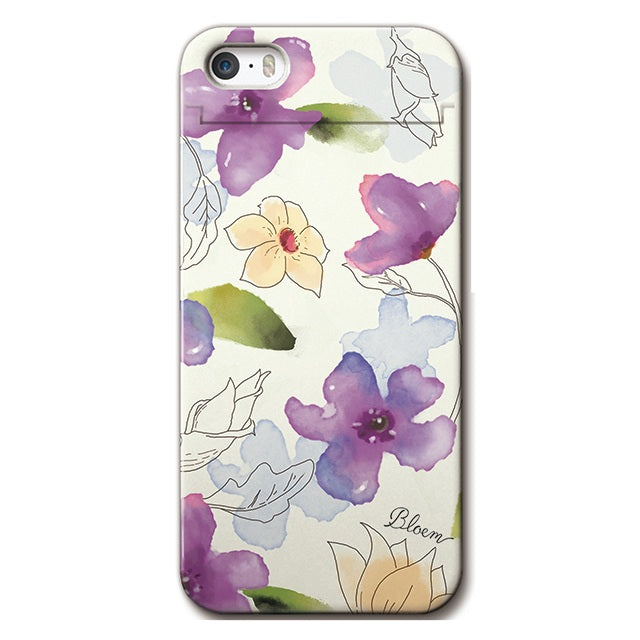 Ladylike flower purple (カード収納＆ミラー付 ハードケース)