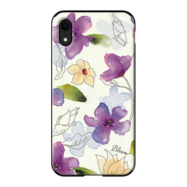 Ladylike flower purple (カード収納＆ミラー付 耐衝撃ケース)