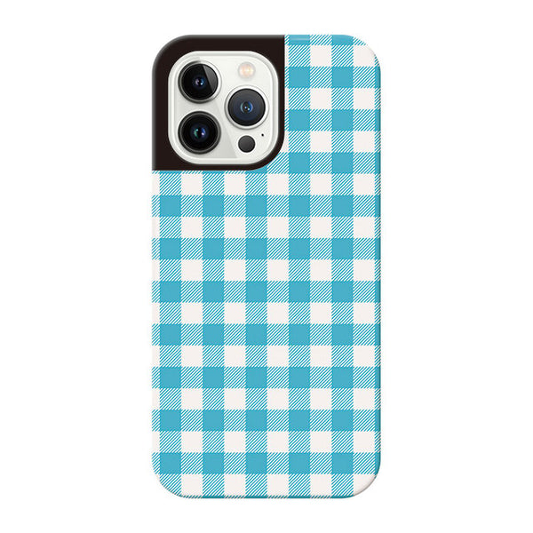 Gingham check_Blue (カード収納付 耐衝撃ケース)