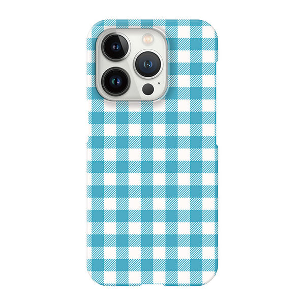 Gingham check_Blue (ハード型スマホケース)