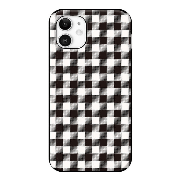 Gingham check_Black (カード収納＆ミラー付 耐衝撃ケース)