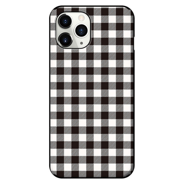 Gingham check_Black (カード収納＆ミラー付 耐衝撃ケース)