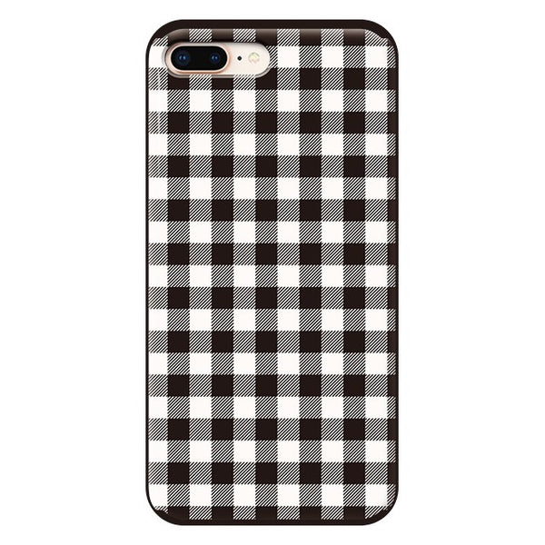 Gingham check_Black (カード収納＆ミラー付 耐衝撃ケース)