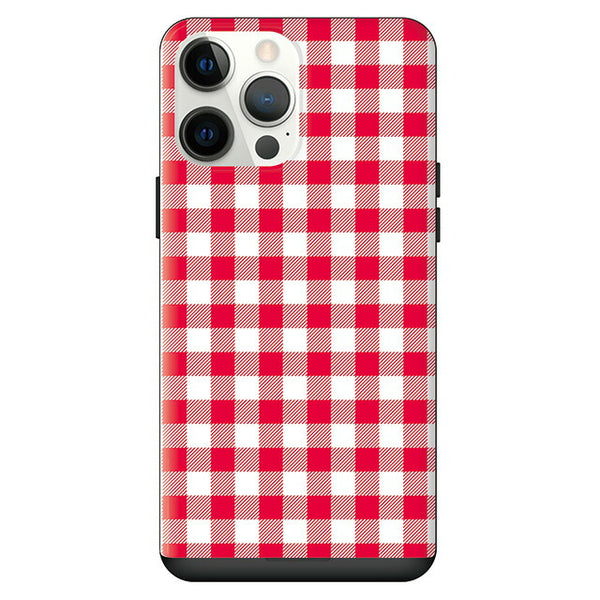 Gingham check_Red (カード収納付 耐衝撃ケース)