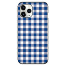 Gingham check_Blue (カード収納＆ミラー付 耐衝撃ケース)