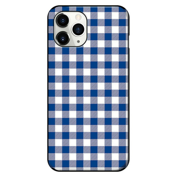 Gingham check_Blue (カード収納＆ミラー付 耐衝撃ケース)