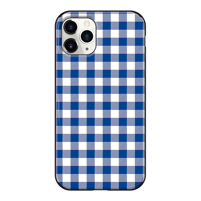 Gingham check_Blue (カード収納＆ミラー付 耐衝撃ケース)