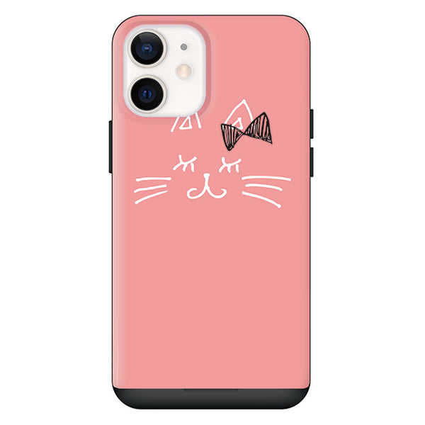 ネコの女の子 ピンク (カード収納付 耐衝撃ケース)