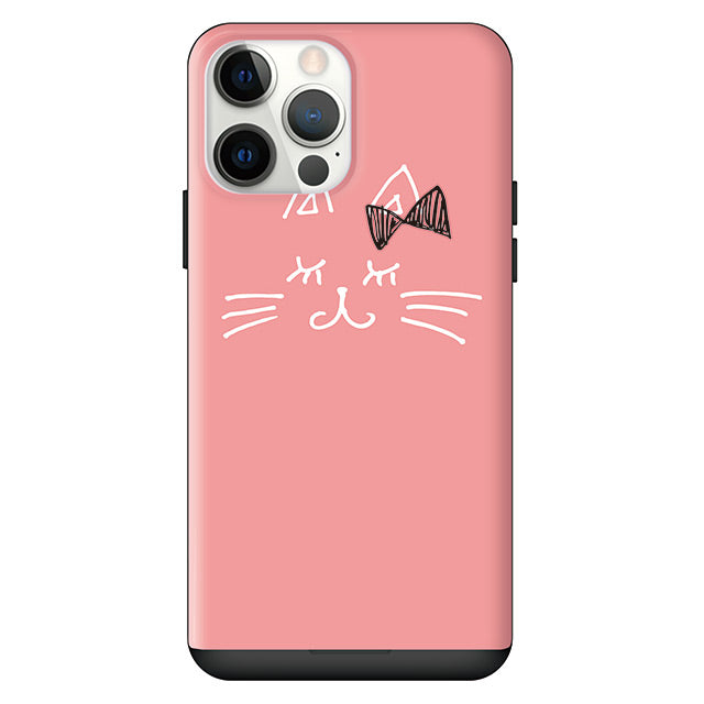 ネコの女の子 ピンク (カード収納付 耐衝撃ケース)