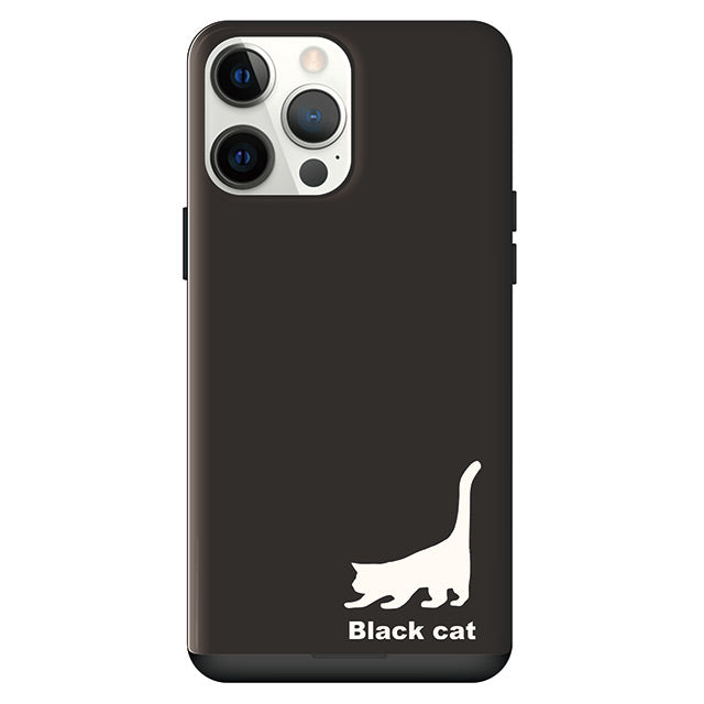 ネコ柄 黒猫 (カード収納付 耐衝撃ケース)