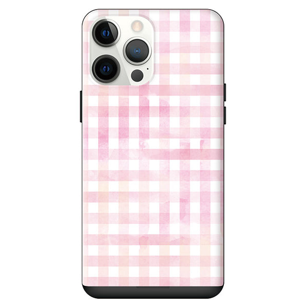 Gingham check-Pink (カード収納付 耐衝撃ケース)