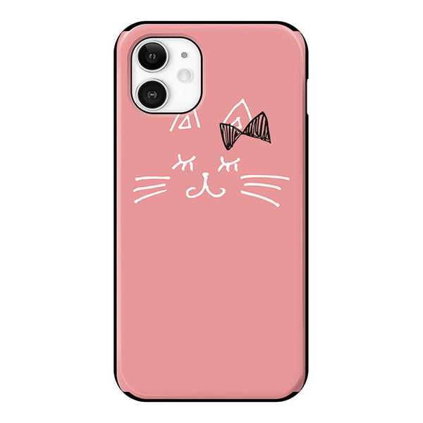 ネコの女の子 ピンク (カード収納＆ミラー付 耐衝撃ケース)