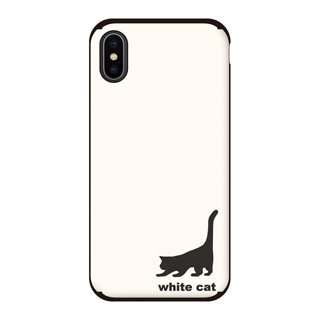 ネコ柄 白猫 (カード収納＆ミラー付 耐衝撃ケース)