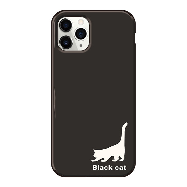 ネコ柄 黒猫 (カード収納＆ミラー付 耐衝撃ケース)